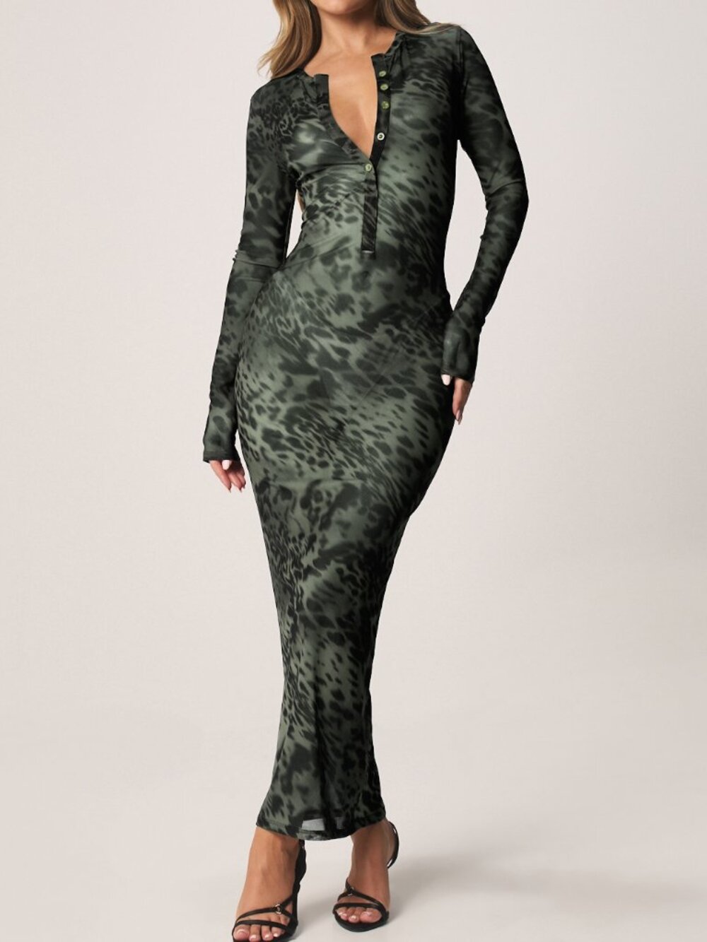 Dark Green Elegant Women's Tie Dye Bodycon Dress